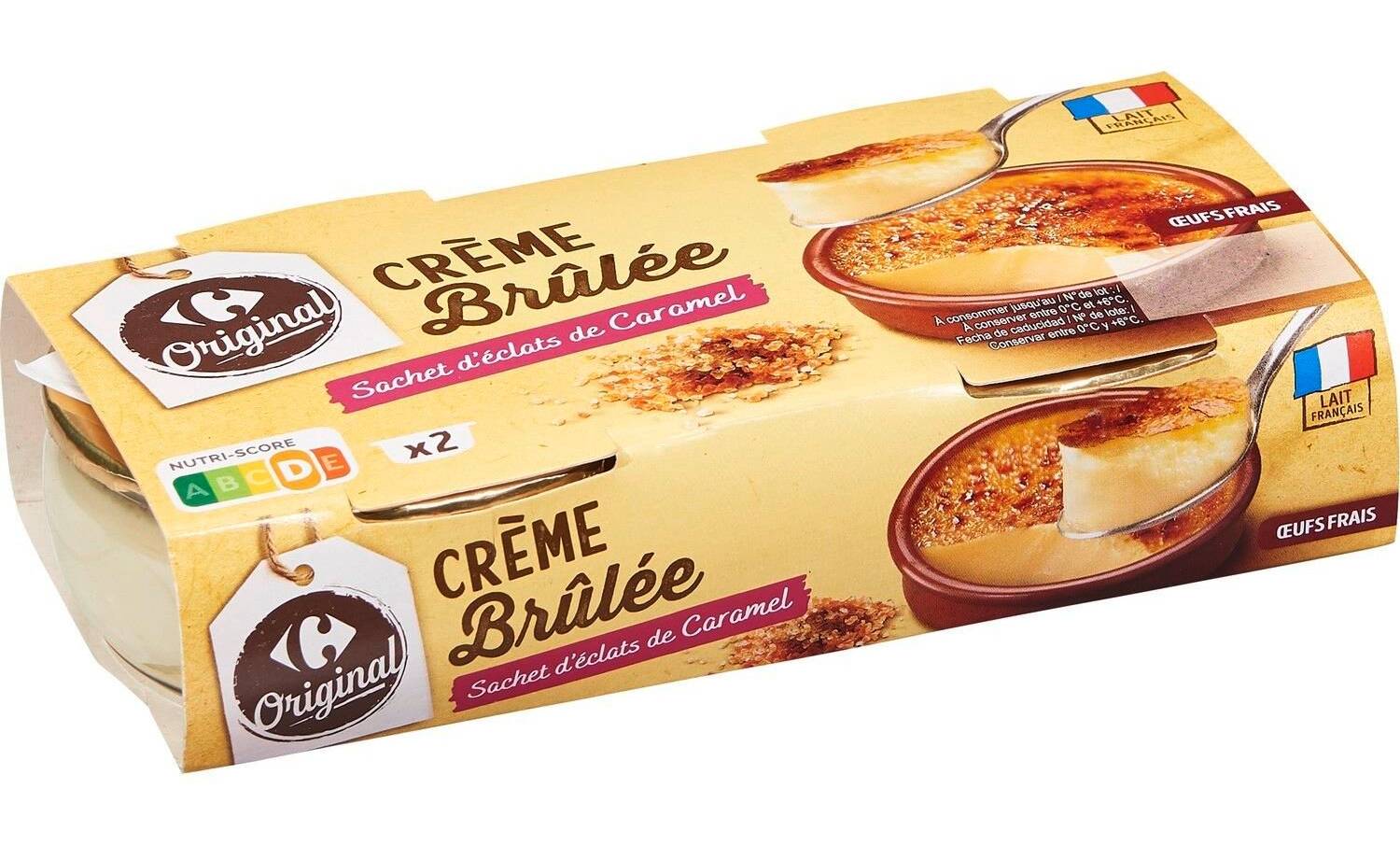 Carrefour Original - Dessert crème brûlée, éclats de caramel (2 x 100g)