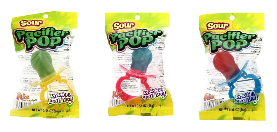 Sour Pacifier Pops Suckers 3+ Years, Assorted (3 x 0.56 oz)