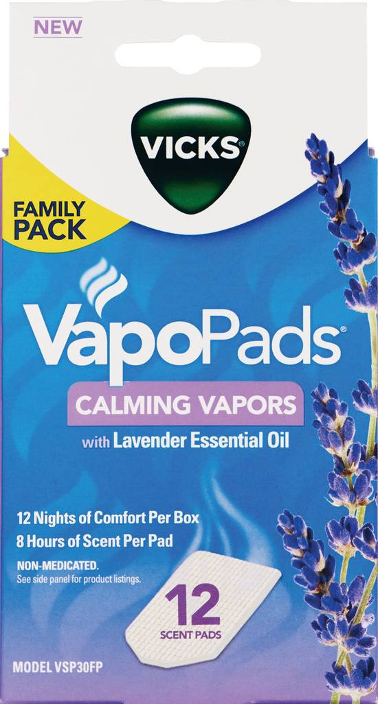 Vicks Calming Lavender VapoPad Family Pack, 12 CT