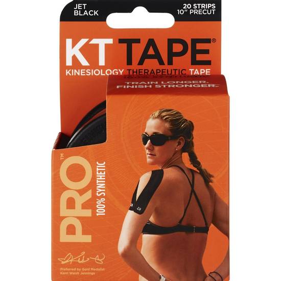 KT Tape Pro Kinesiology Therapeutic Precut Strips, Jet Black