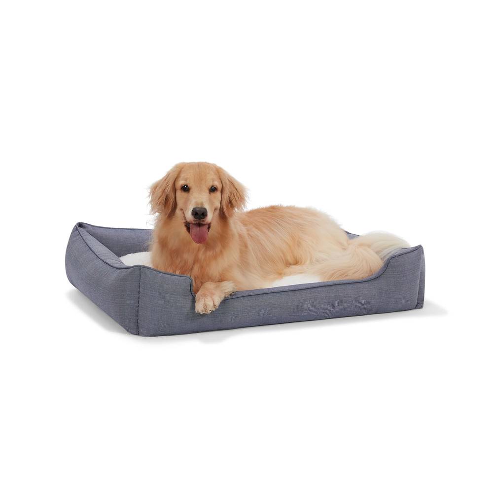 Top Paw® Chambray Cuddler Dog Bed (Color: Blue, Size: 30\"L X 38\"W X 8\"H)