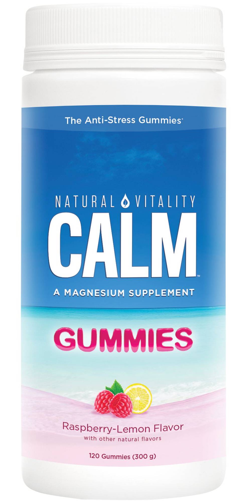 Natural Vitality Calm Gummies Magnesium Supplements, Raspberry-Lemon (120 ct)