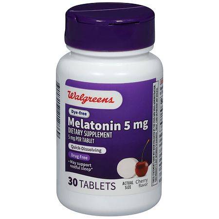 Walgreens Dye-Free Melatonin 5 mg Cherry Tablets (30 ct)