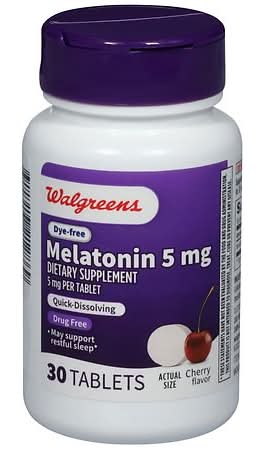 Walgreens Dye-Free Melatonin 5 mg Cherry Tablets