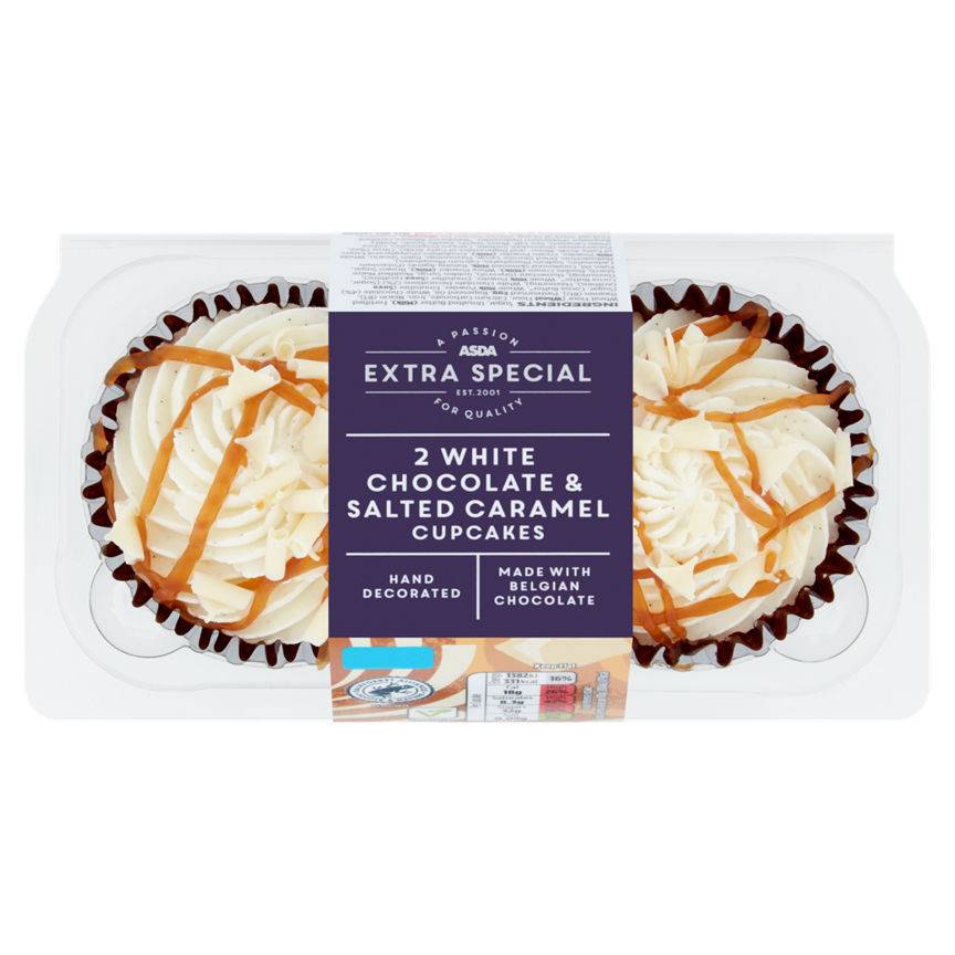 Asda Extra Special White Chocolate & Salted Caramel Cupcakes 2pk