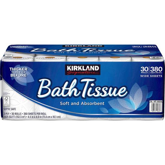 Kirkland Signature 2 Ply Soft and Absorbent Bath Tissue (30 rolls)