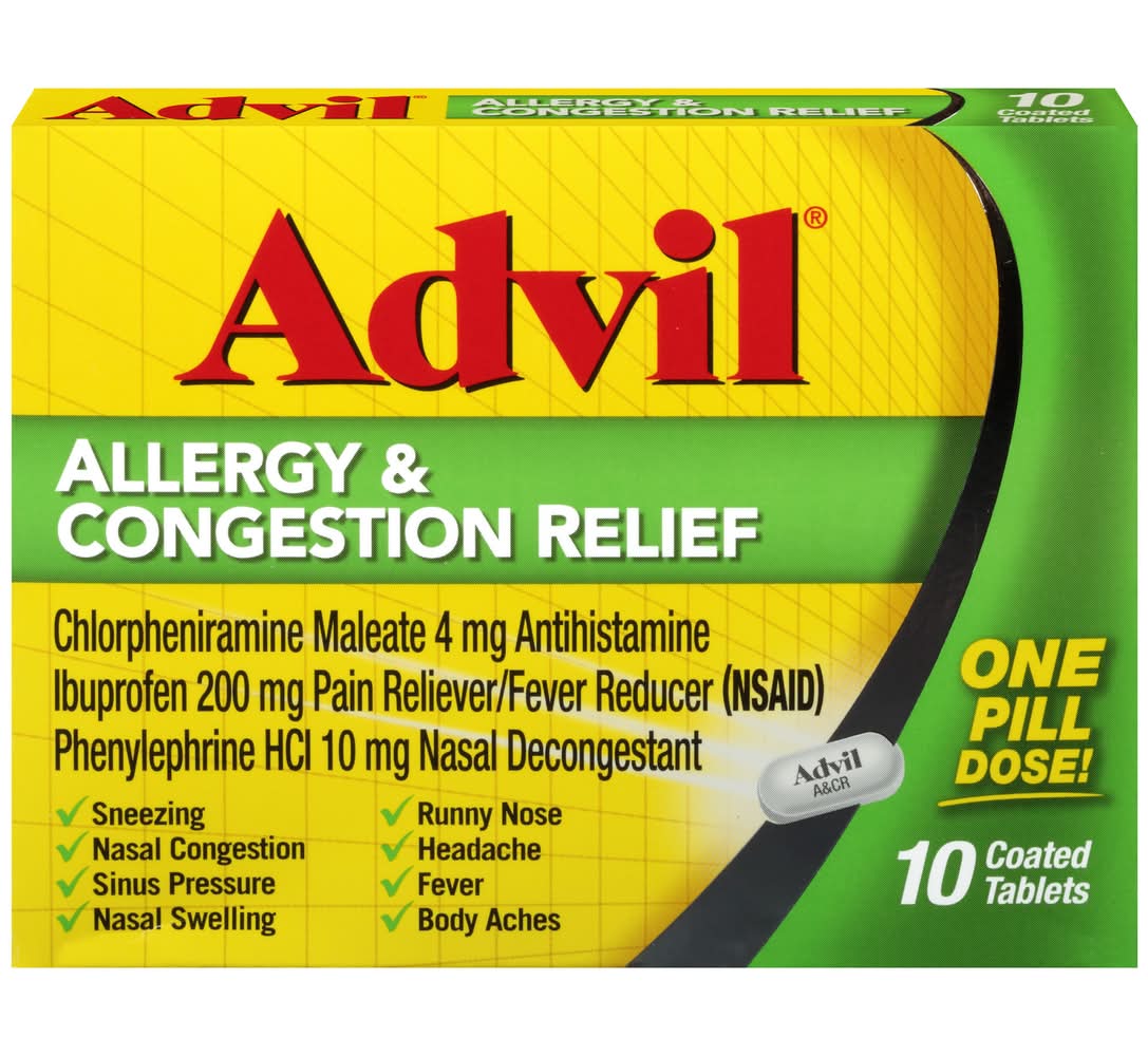 Advil Allergy & Congestion Relief Coated Tablets (1.6 oz)