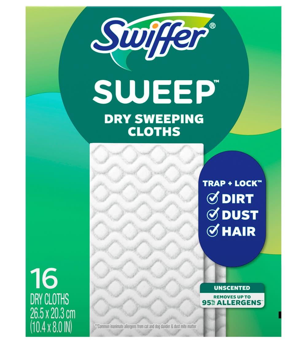 Swiffer Unscented Dry Sweeping Cloths Refill, 26.5x20.3 cm (16 ct)