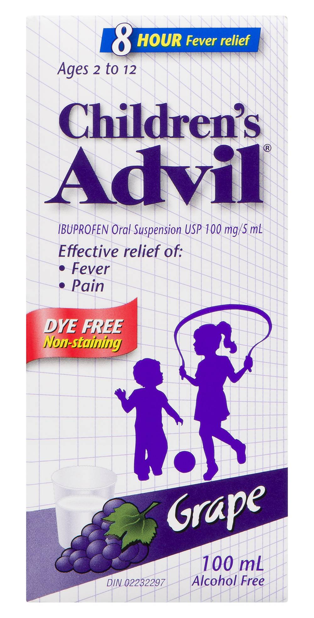 Advil Children's Ibuprofen Oral Suspension Liquid, Grape (100 ml)