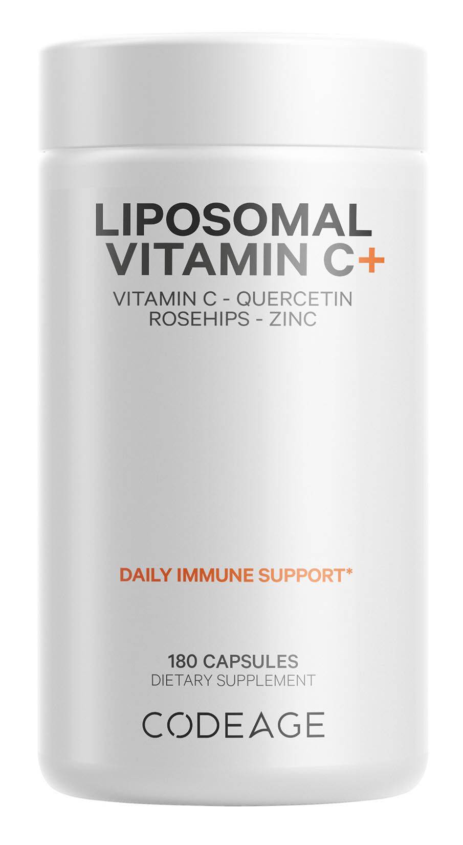 Codeage Liposomal Daily Immune Support Vitamin C Capsules, Orange (180 ct)