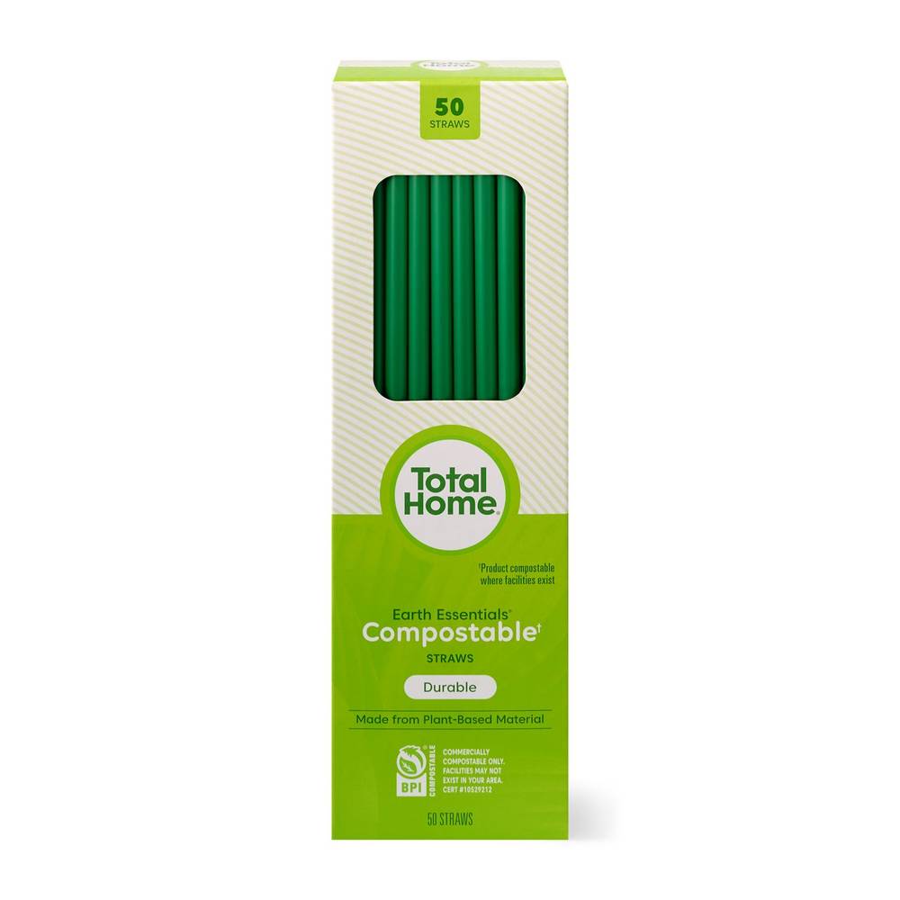 Total Home Earth Essentials Compostable Straws (50 ct)