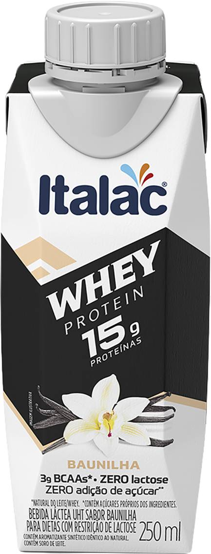 Italac bebida láctea uht zero lactose whey protein 15g sabor baunilha (250ml)