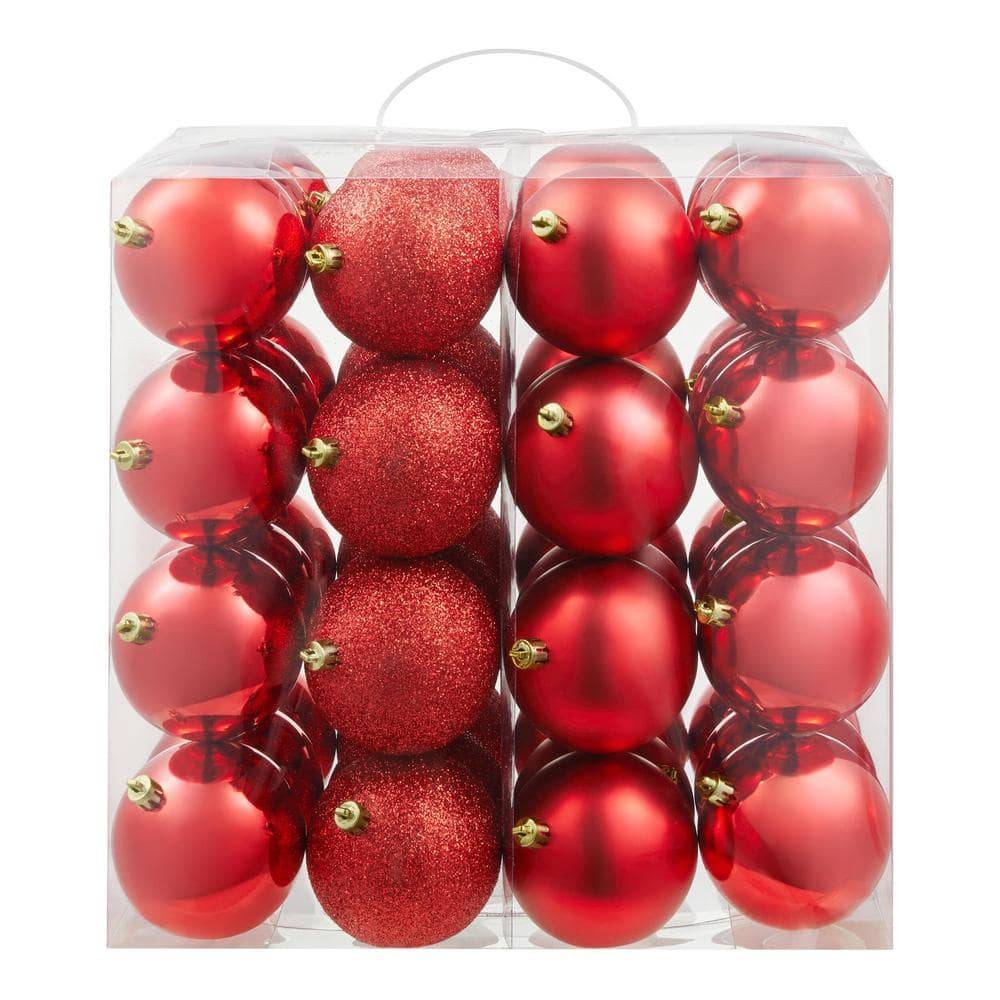 Home Accents Holiday Traditions Shatter Resistant Ornaments, Red (48 ct)