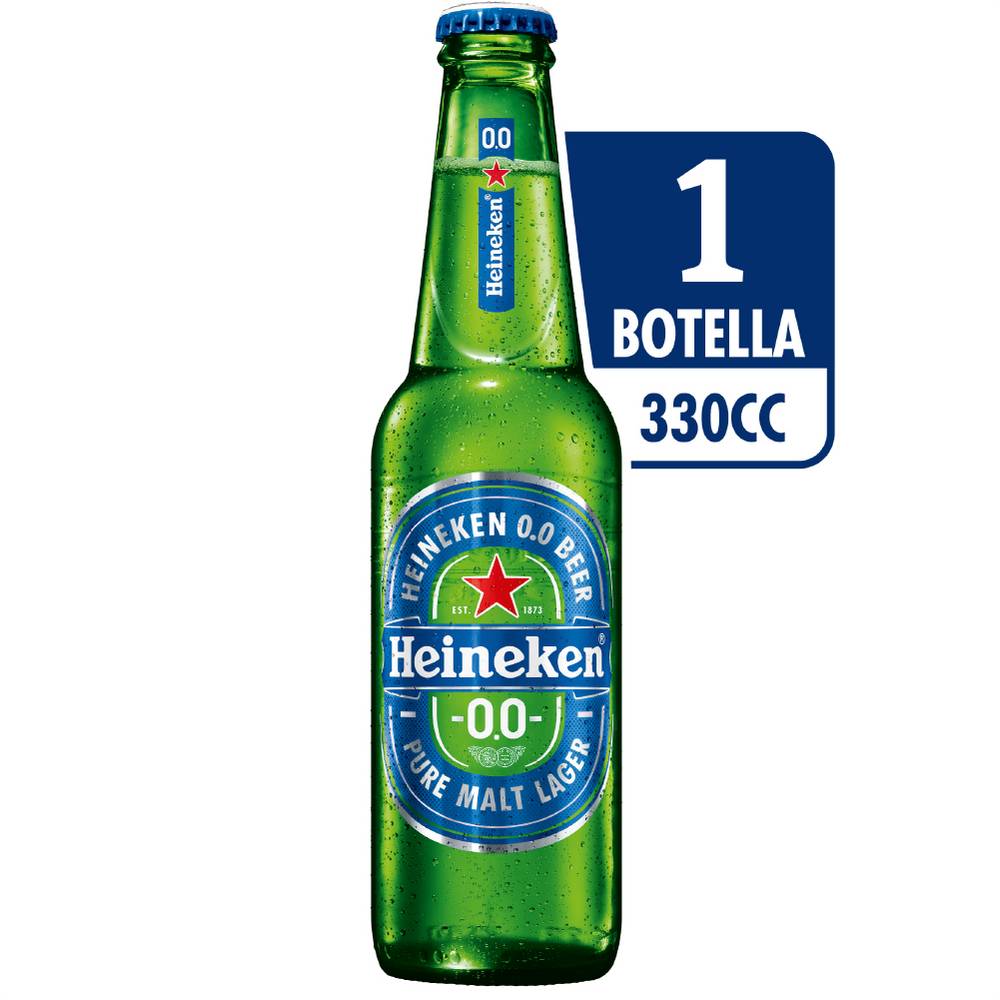 Heineken cerveza lager sin alcohol 0.0 (botella 330 ml)