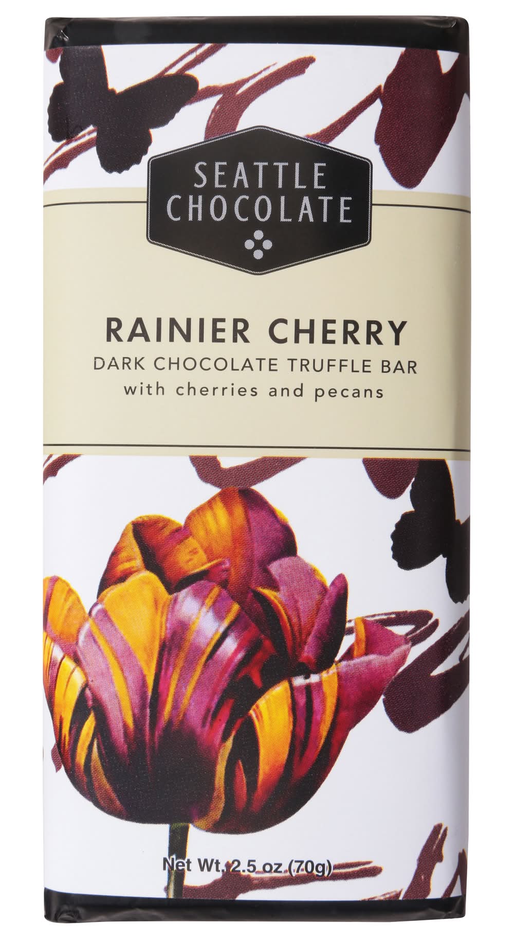 Seattle Chocolate Dark Chocolate Rainer Truffle Bar, Cherries-Pecans (2.5 oz)