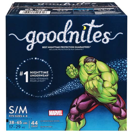 Goodnites Small/Medium Marvel the Hulk Boys Nighttime Underwear (44 ct)