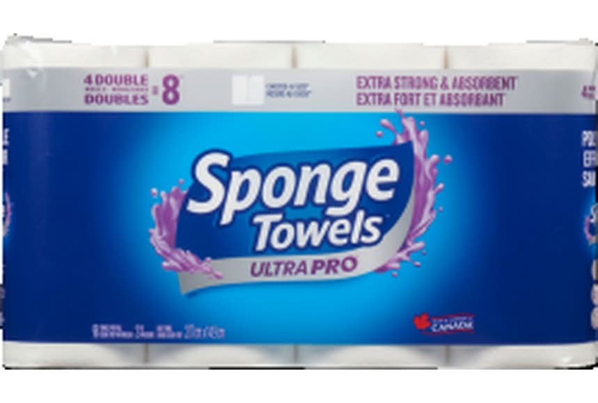 SpongeTowels Ultra Pro 2-ply Double Rolls Paper Towels, 27.7x14.9 cm, White (4 ct)