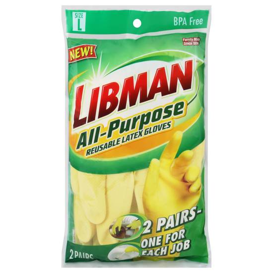 Libman Large All-Purpose Reusable Latex Gloves (2 ct)