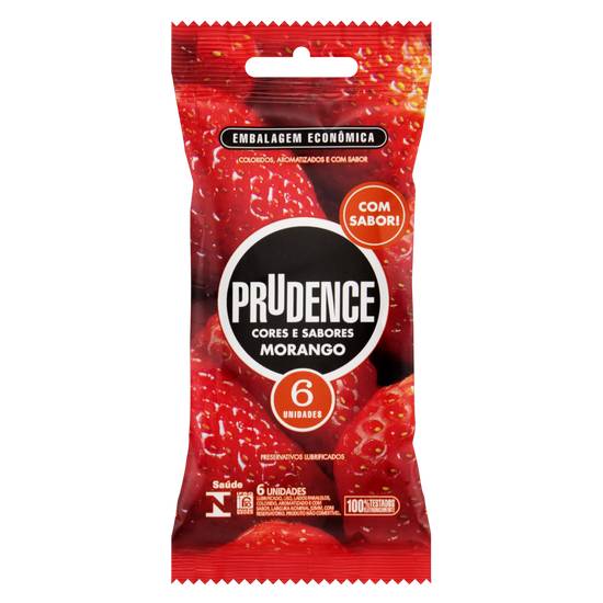 Prudence preservativo íntimo lubrificado cores e sabores morango