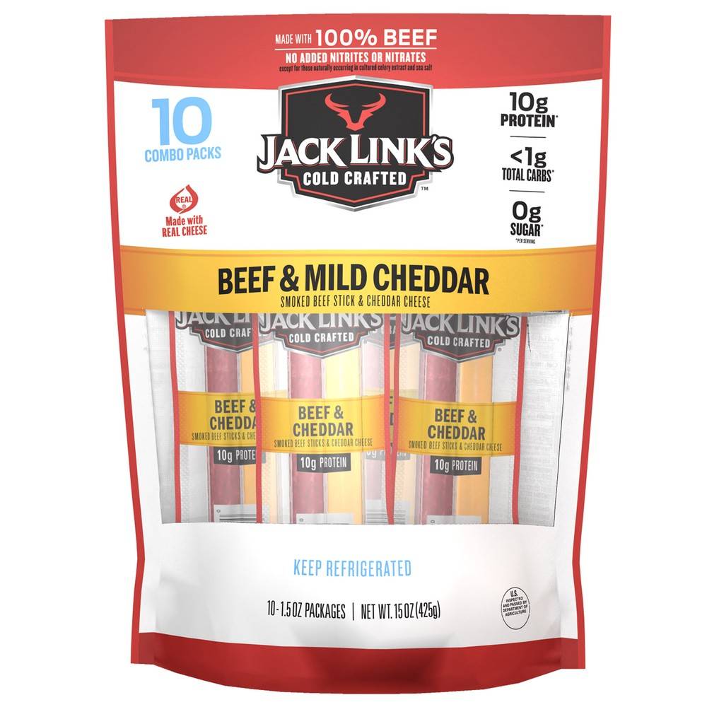 Jack Link's Beef & Cheddar Sticks (1.5 oz, 10 ct)