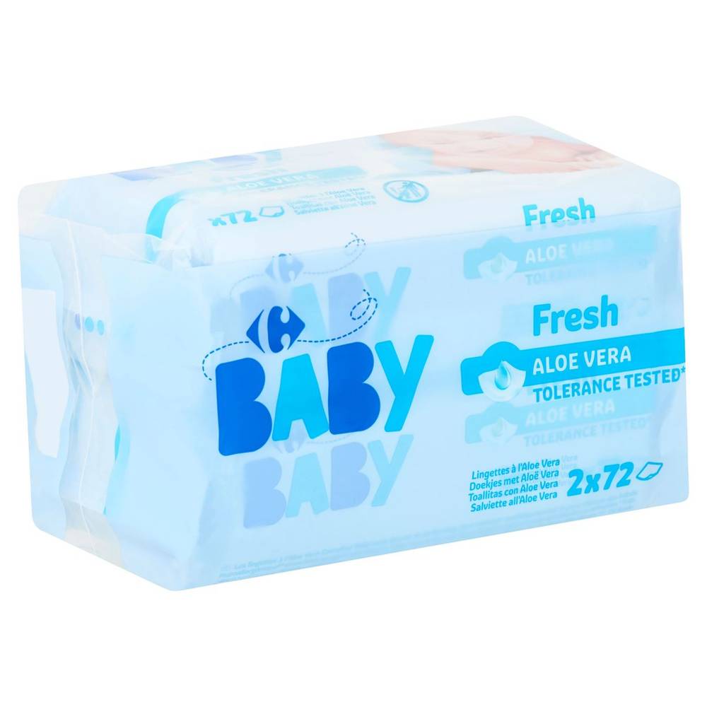 Carrefour Baby Fresh Lingettes à l''Aloe Vera 2 x 72 Pièces