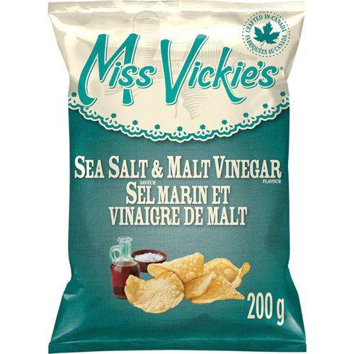 Miss vickie's croustilles cuites à la marmite sel de mer et vinaigre de malt (200g) - sea salt & malt vinegar kettle cooked potato chips (200 g)