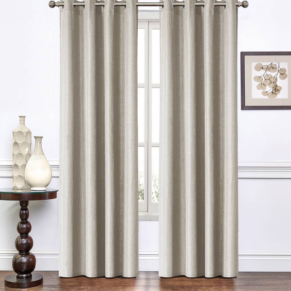 Linen Jacquard Curtain, 52-in x 84-in. (52in.X84in., Moonbeam)