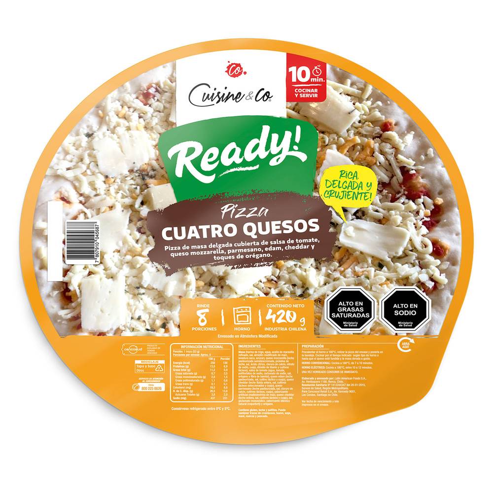 Cuisine & co pizza ready cuatro quesos (420 g)