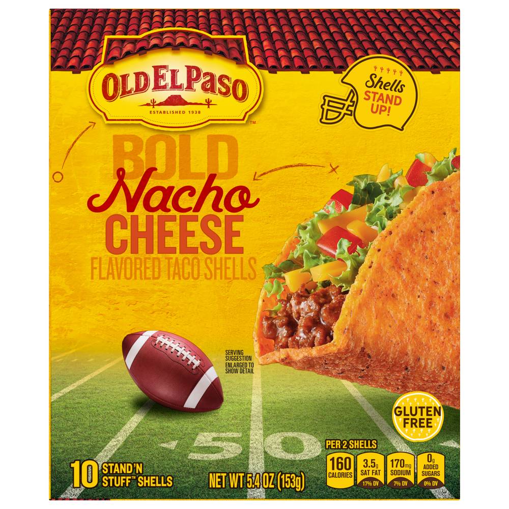 Old El Paso Bold Taco Shells, Nacho Cheese (5.4 oz, 10 ct)