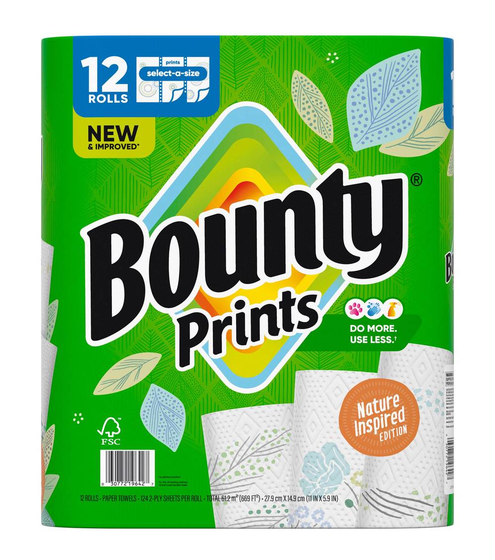 Bounty Prints Paper Towel Rolls (11x5.9 in/White)
