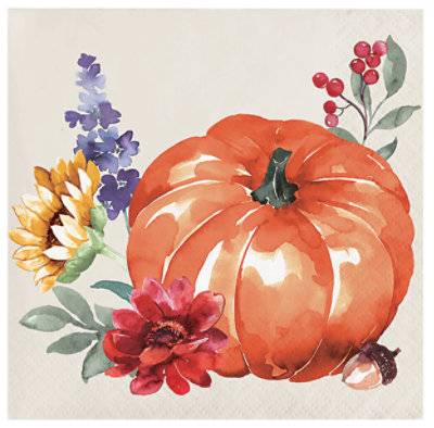 Signature Select Painted Pumpkins Beverage Napkins - 16 Count