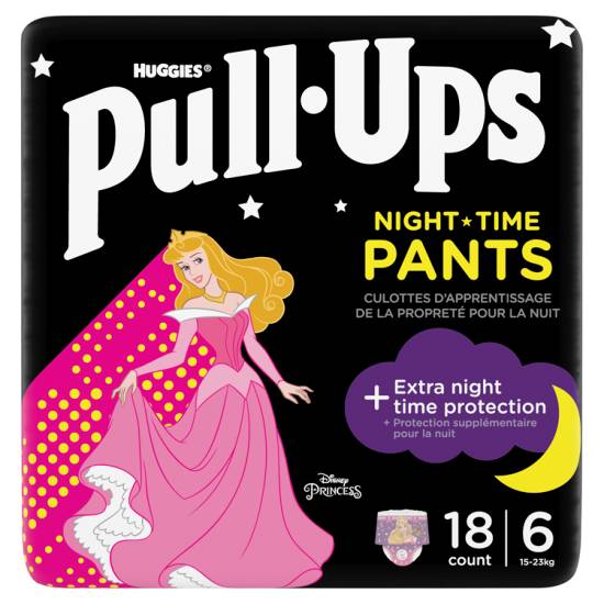 Huggies Pull-Ups Night Time Nappy Pants, Girl Size 6, 18 Pants