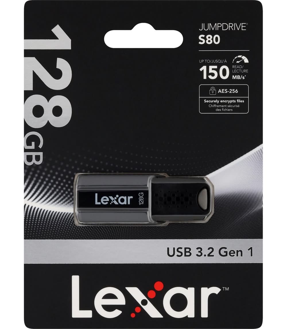 Lexar Jumpdrive S80 Usb 3.1 Flash Drive 128gb Black (9.07 g)