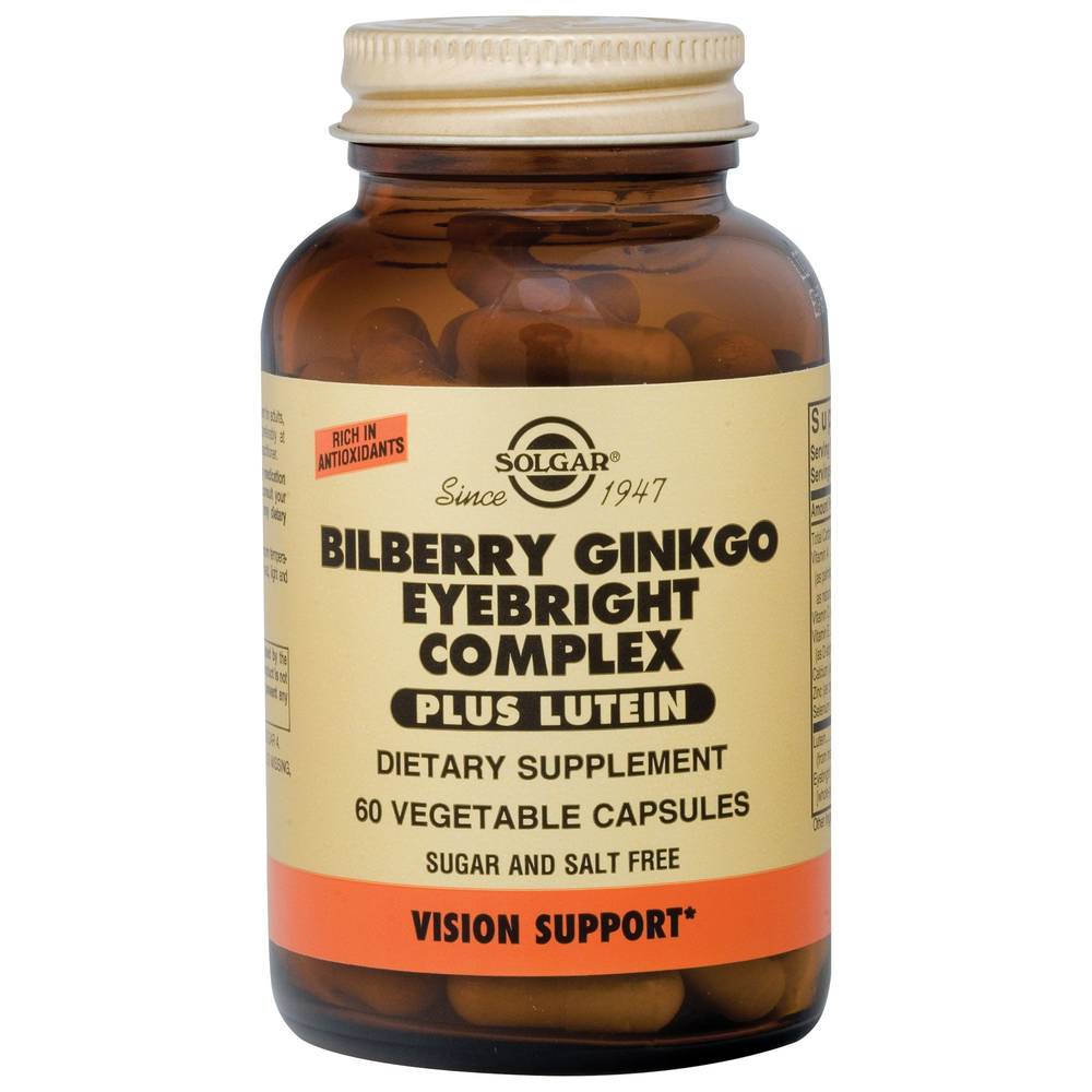 Bilberry Ginkgo Eyebright Complex + Lutein (60 Vegetarian Capsules)