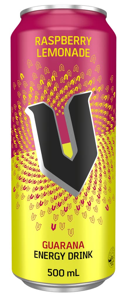 V Guarana Energy Drink, Raspberry Lemonade (500mL)