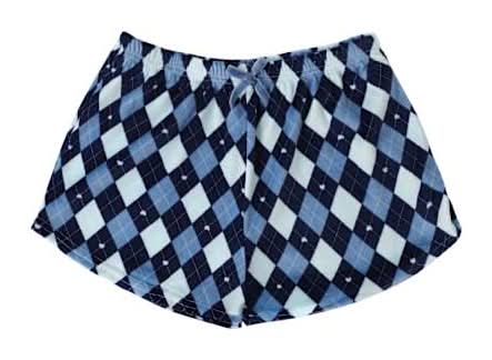 Women's Plush Lounge Shorts Large Navy Argyle