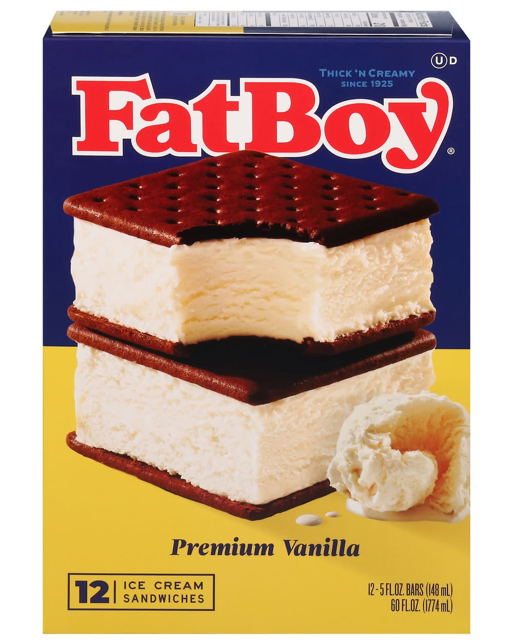 FatBoy Premium Vanilla Ice Cream Sandwiches (60 fl oz)
