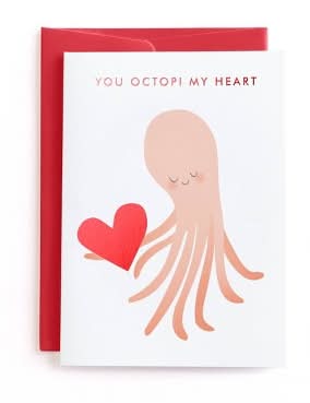 Minted Valentines Day Greeting Card Little Octopus