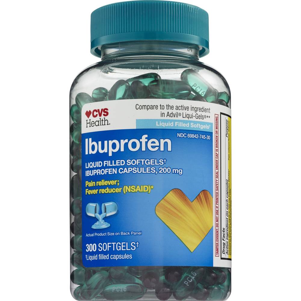 Cvs Health Ibuprofen 200 Mg Liquid Filled Softgels, 300 Ct