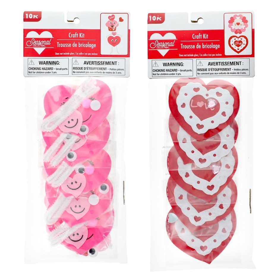 Seasonal Collection Valentine's Craft Kit, Assorted Styles, 10-pc Pack.