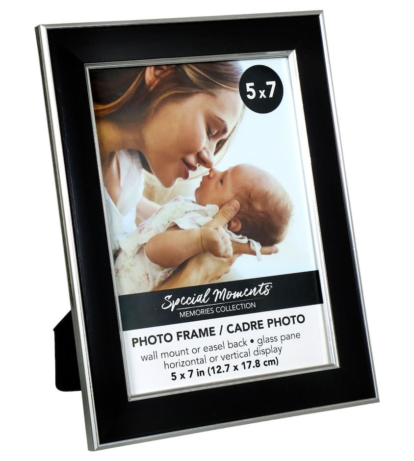 Special Moments Picture Frames With Double Silver Trim, 5x7 in, Black