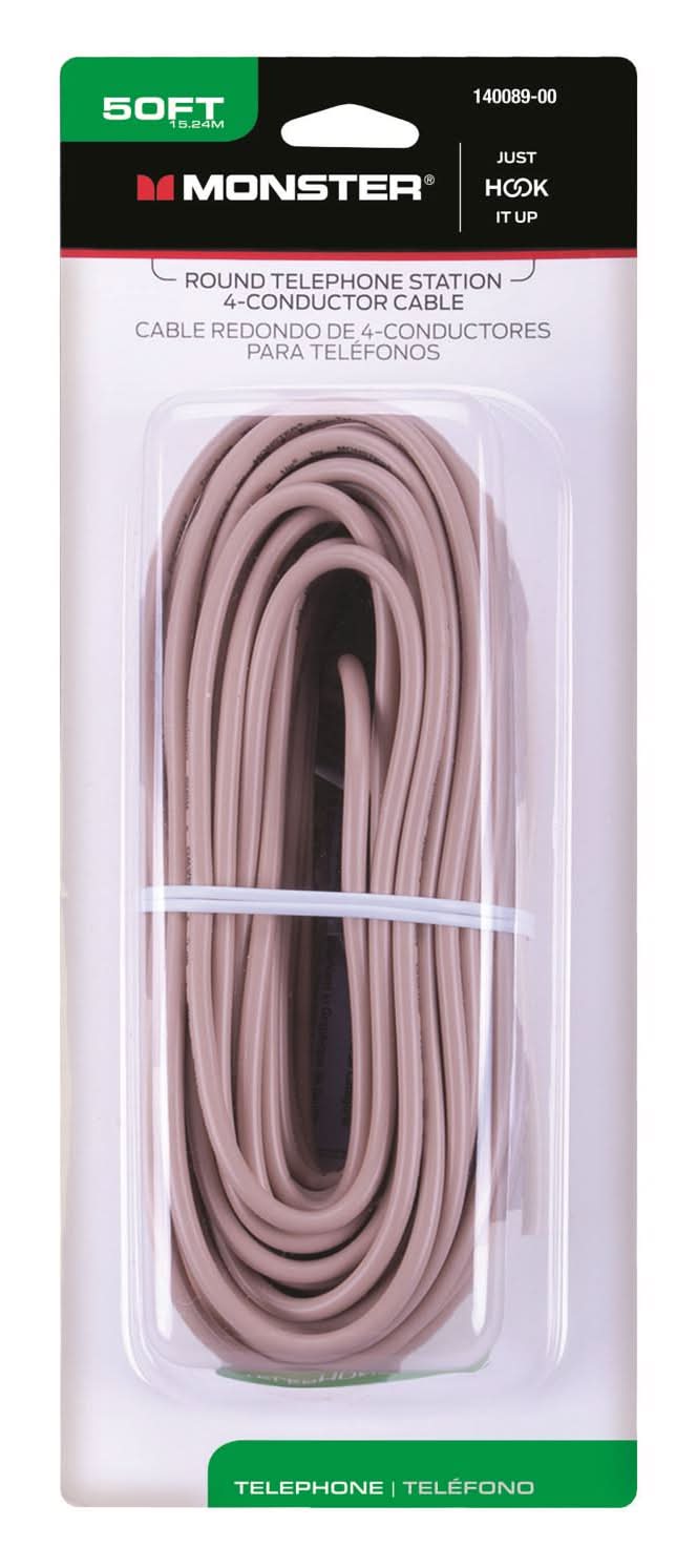 Monster Energy Just Hook It Up 50 Ft. L Beige Telephone Station Wire