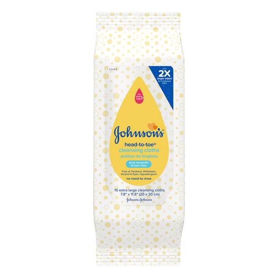 Johnson's Head-To-Toe Extra Large Cleansing Cloths (15 ct)