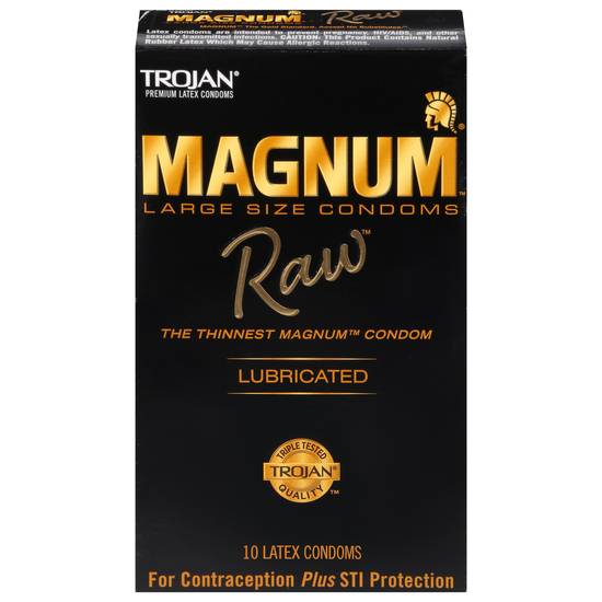 Trojan Magnum Raw Lubricated Premium Large Size Latex Condoms (10 ct)