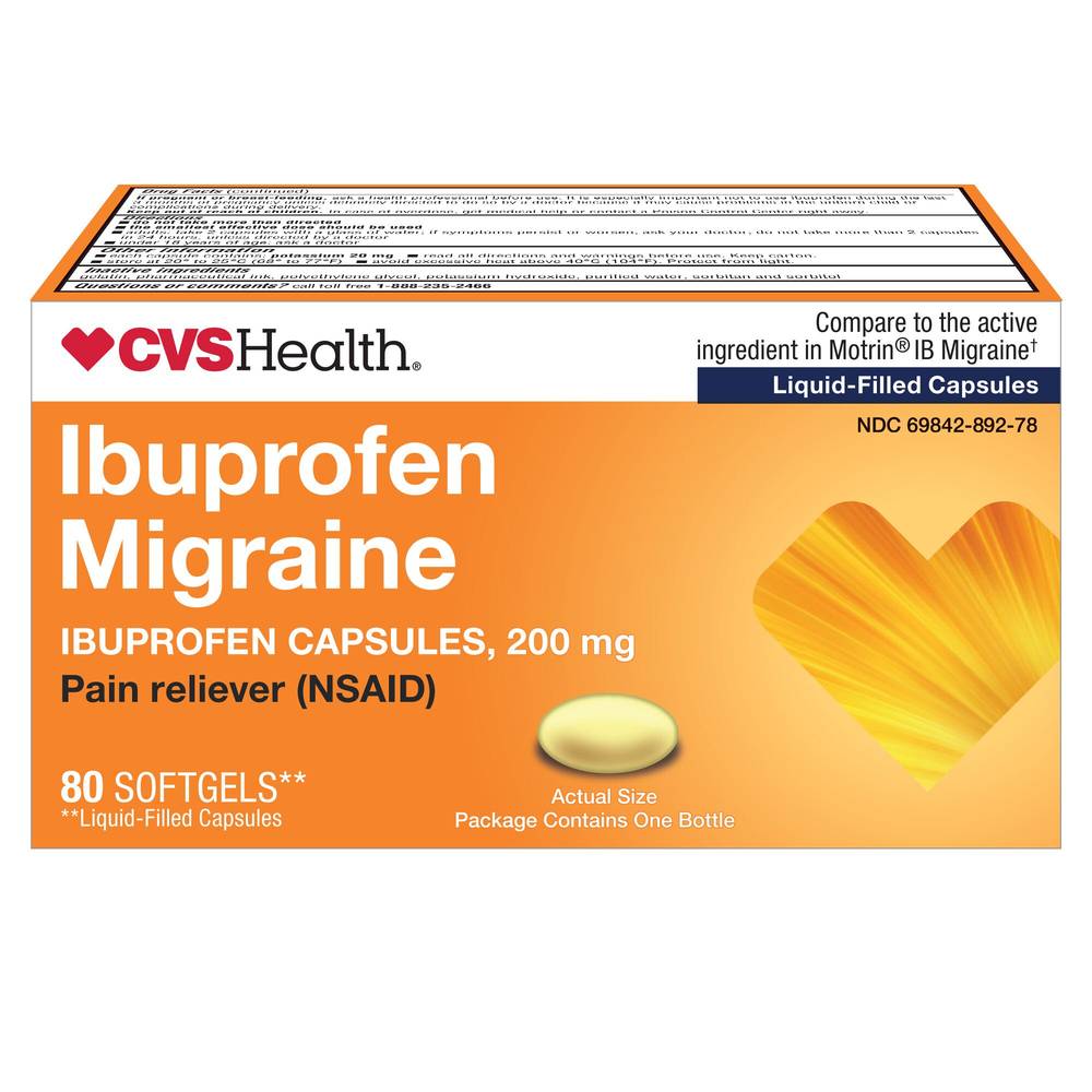 Cvs Health Ibuprofen Migraine 200 mg Softgels