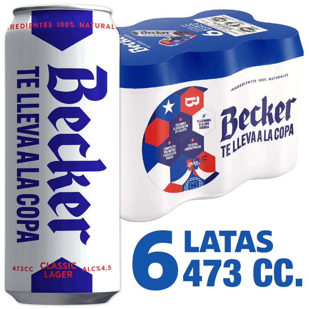 Becker pack cerveza lata (6 u x 473 ml)