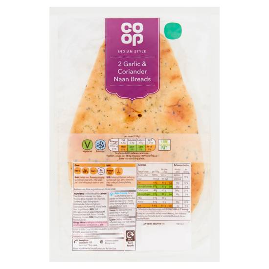 Co-op Garlic & Coriander Naan Breads (2 pack)