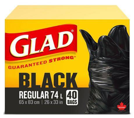 Glad · Black garbage bags - Sacs à ordures ordinaires à nœud facile de Glad (40 units - 40 sacs)