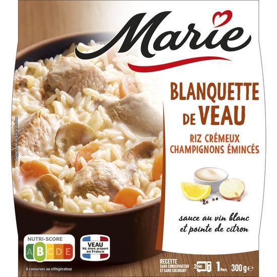 Marie - Blanquette de veau au riz crémeux et champignons émincés