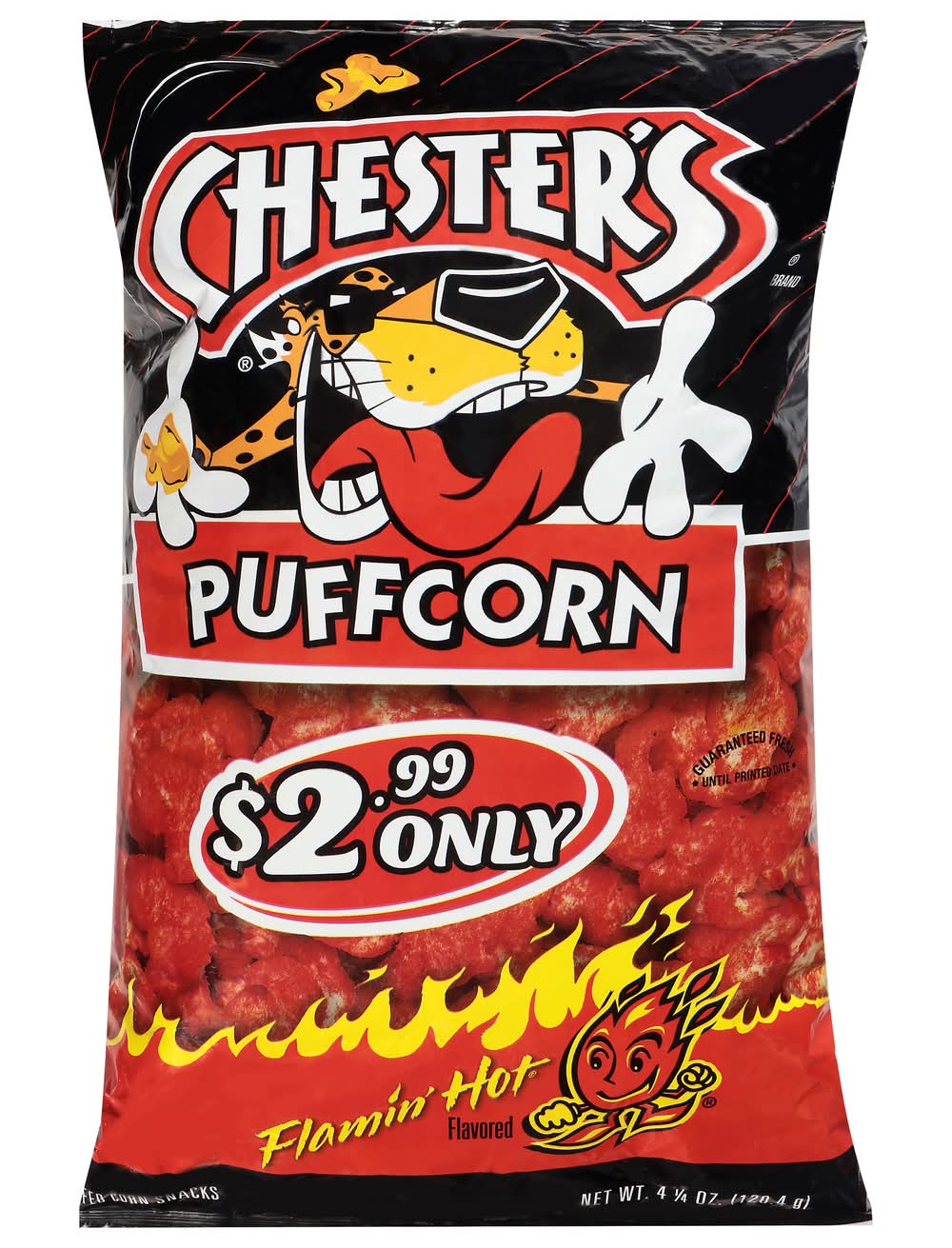 Chester's Puffcorn Puffed Corn Snacks, Flamin' Hot (4.25 oz)